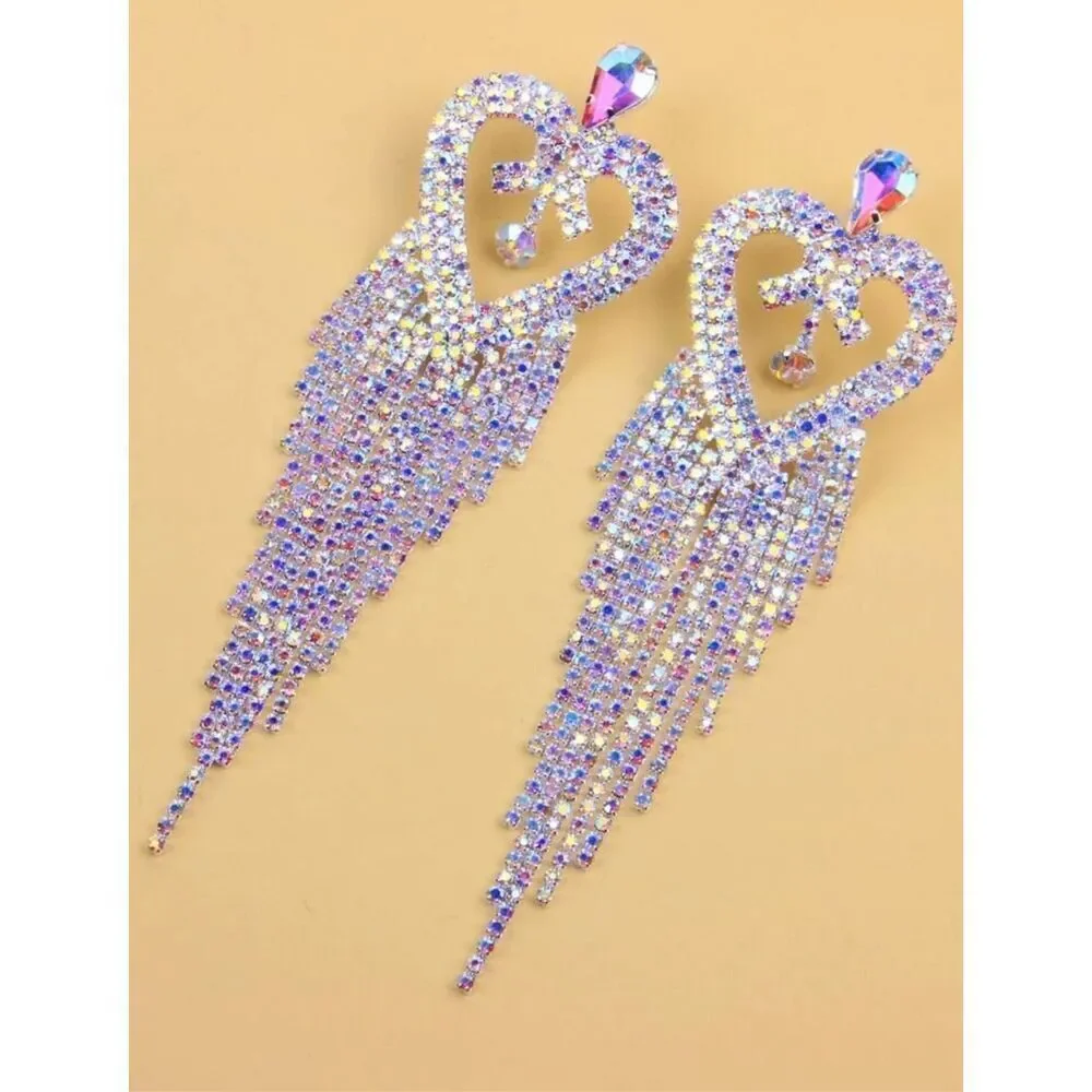 Ladies super cute bling heart earrings